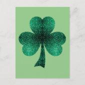 Emerald Green Sparkles Shamrock Klaver Briefkaart (Voorkant)