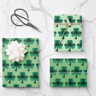 Emerald Green Sparkles Shamrock patroon Inpakpapier Vel