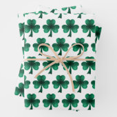 Emerald Green Sparkles Shamrock patroon wit Inpakpapier Vel (In situ)