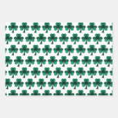 Emerald Green Sparkles Shamrock patroon wit Inpakpapier Vel (Voorkant)
