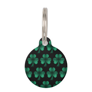 Emerald Green Sparkles Shamrock patroon zwart Huisdierpenning
