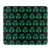 Emerald Green Sparkles Shamrock patroon zwart Snijplank (Voorkant)