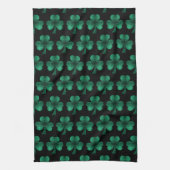 Emerald Green Sparkles Shamrock patroon zwart Theedoek (Verticaal)