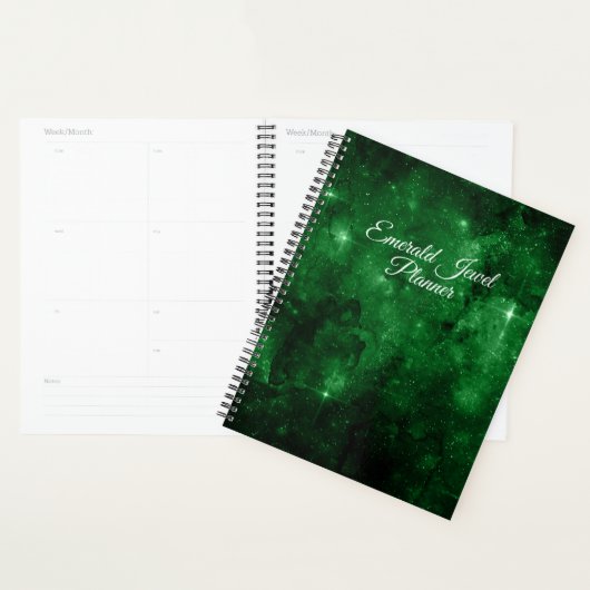 Emerald Green Stars Sky Planner (Devant avec enveloppe)