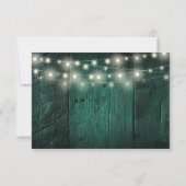 Emerald Green String Lights Rustiek Hout Wedding RSVP Kaartje (Achterkant)