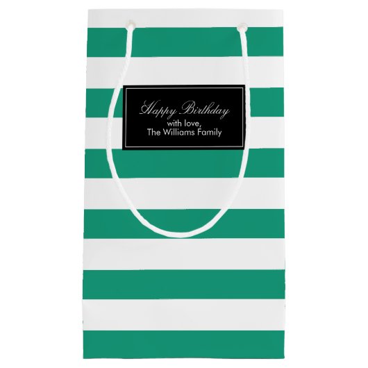 Emerald Green Stripes Pattern, gepersonaliseerd Klein Cadeauzakje (Voorkant)