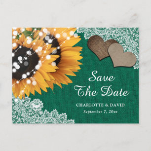 Emerald Green Sunflower Wedding Save the Date Aankondigingskaart
