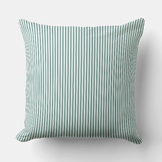 Emerald Green Ticking Stripe Kussen (Voorkant)