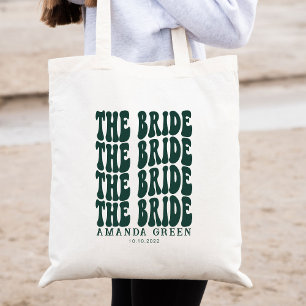 Emerald Green Trendy Boho Retro Persoonlijke bride Tote Bag