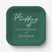 Emerald Green Typografie Custom Forest Wedding Papieren Bordje (Voorkant)