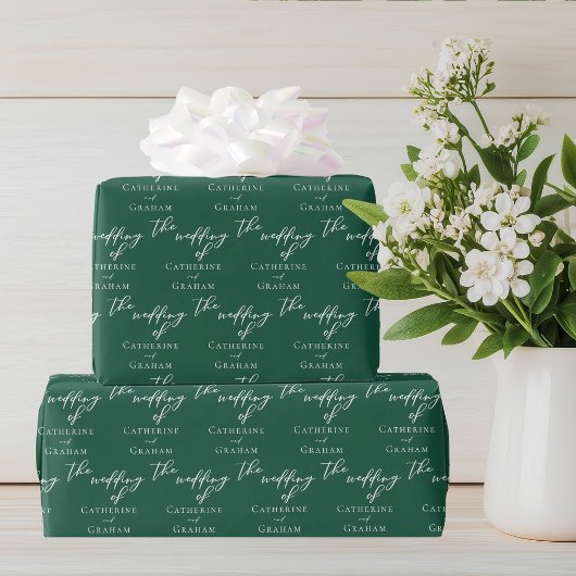 Emerald Green Typografie Gepersonaliseerde bruilof Cadeaupapier