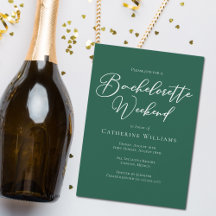 Emerald Green Typography Bachelorette Weekend
