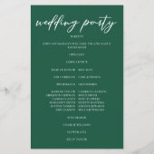 Emerald Green Typography Forest Wedding Program (Achterkant)