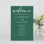 Emerald Green Typography Forest Wedding Programme (Debout devant)