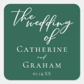 Emerald Green Typography Forest Wedding Vierkante Sticker (Voorkant)