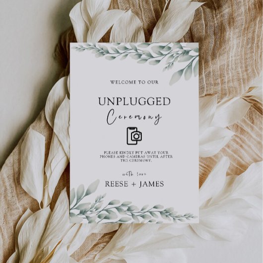 Emerald Green Unplugged Ceremony Wedding Sign, Kaart