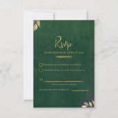 Emerald Green Velvet Luxe Gold Accent Wedding RSVP (Devant)