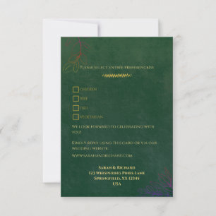 Emerald Green Velvet Luxe Gold Accent Wedding RSVP