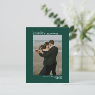 Emerald Green Vertical Photo Minimalist Weddenscha Save The Date