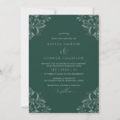 Emerald Green Vintage Elegant Wedding Kaart (Voorkant)