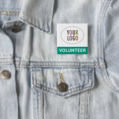 Emerald Green Vrijwilliger Badge met Logo Square Vierkante Button 5,1 Cm (In situ)