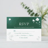Emerald Green Watercolor Mariage floral RSVP (Debout devant)