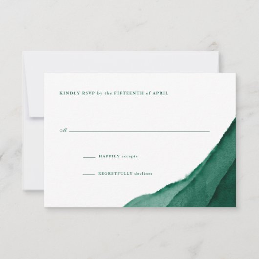 Emerald Green Watercolor Wedding RSVP (Devant)