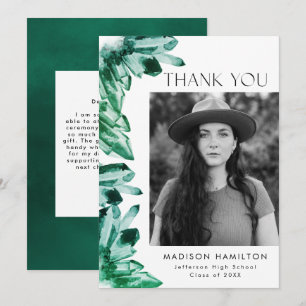 Emerald Green Waterverf Crystals Foto Afstuderen Bedankkaart