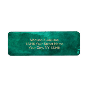Emerald Green Waterverf & Gold retouradres Etiket