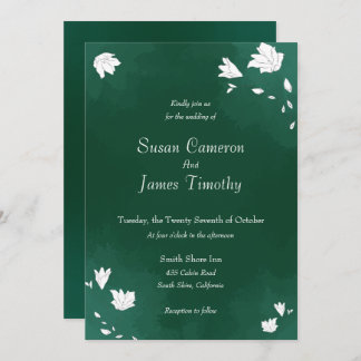 Emerald green waterverf Wedding Invitation Kaart