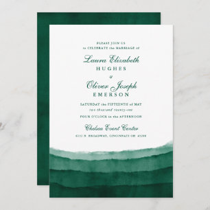 Emerald Green Waterverf Wedding Invitations Kaart
