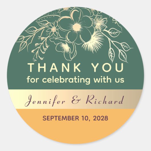 Emerald Green Wedding Bedankt Ronde Sticker (Voorkant)