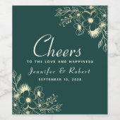 Emerald Green Wedding Cheers Wijnlabel Wijn Etiket (Enkel label)