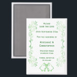 Emerald Green Wedding Enregistrer La Date Magnet B<br><div class="desc">Mariage enregistrer la conception des cloches magnétiques de date. Customisez ce mariage vert enregistrer l'aimant de date avec vos détails mariages. Si vous avez besoin d'aide pour vous customiser,  contactez-nous via le lien de cette page. Cloches couleur émeraude design mariage personnalisé enregistrer la date aimant</div>