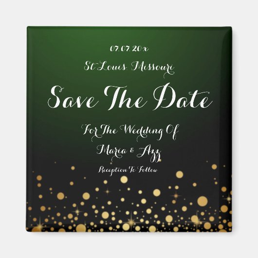 Emerald Green Wedding Enregistrer Le Magnet Date (Devant)