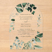 Emerald Green Wedding Eucalyptus Greenery Acryl Uitnodigingen (Voorkant)