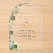 Emerald Green Wedding Eucalyptus Greenery Acryl Uitnodigingen (Voorkant)