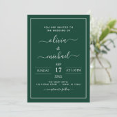 Emerald Green Wedding met fotouitnodiging Kaart (Staand voorkant)