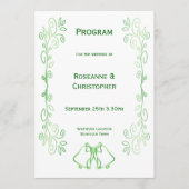 Emerald Green Wedding Programme Bells Scrollwork (Devant)