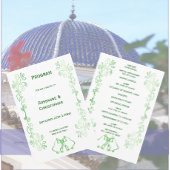 Emerald Green Wedding Programme Bells Scrollwork