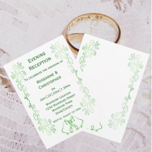 Emerald Green Wedding Receptie Uitnodiging Klokken