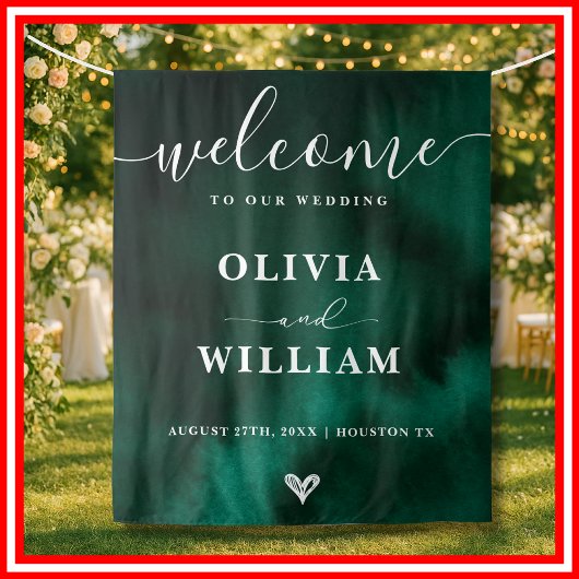 Emerald Green Wedding Welcome Sign Backdrop Wandkleed