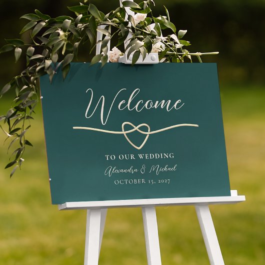 Emerald Green Wedding Welcome Sign Poster
