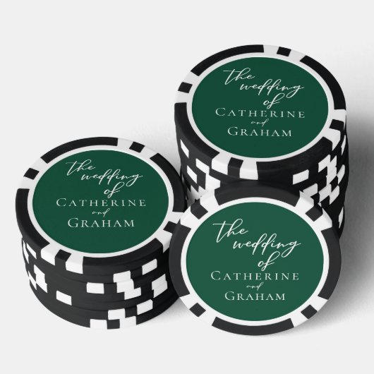 Emerald Green White gepersonaliseerde bruiloft Poker Chips (Opstapeling)