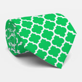 Emerald Green White Moroccan Quatrefoil Pattern #5 Stropdas (Opgerold)