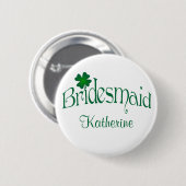 Emerald Green, White Shamrock Bridesmaid Button (Voorkant /achterkant)