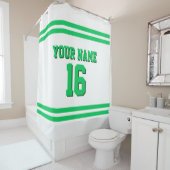 Emerald Green White Stripes Sports Jersey Douchegordijn (In situ)