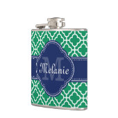 Emerald Green Wht Moroccan Pattern Navy Monogram Heupfles (Links)
