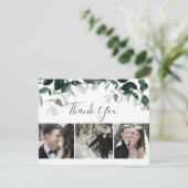 Emerald Greenery 3-fotoflat Bedankkaart (Staand voorkant)