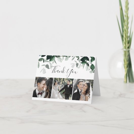 Emerald Greenery 3 Photo plié Carte de remerciemen (Devant)